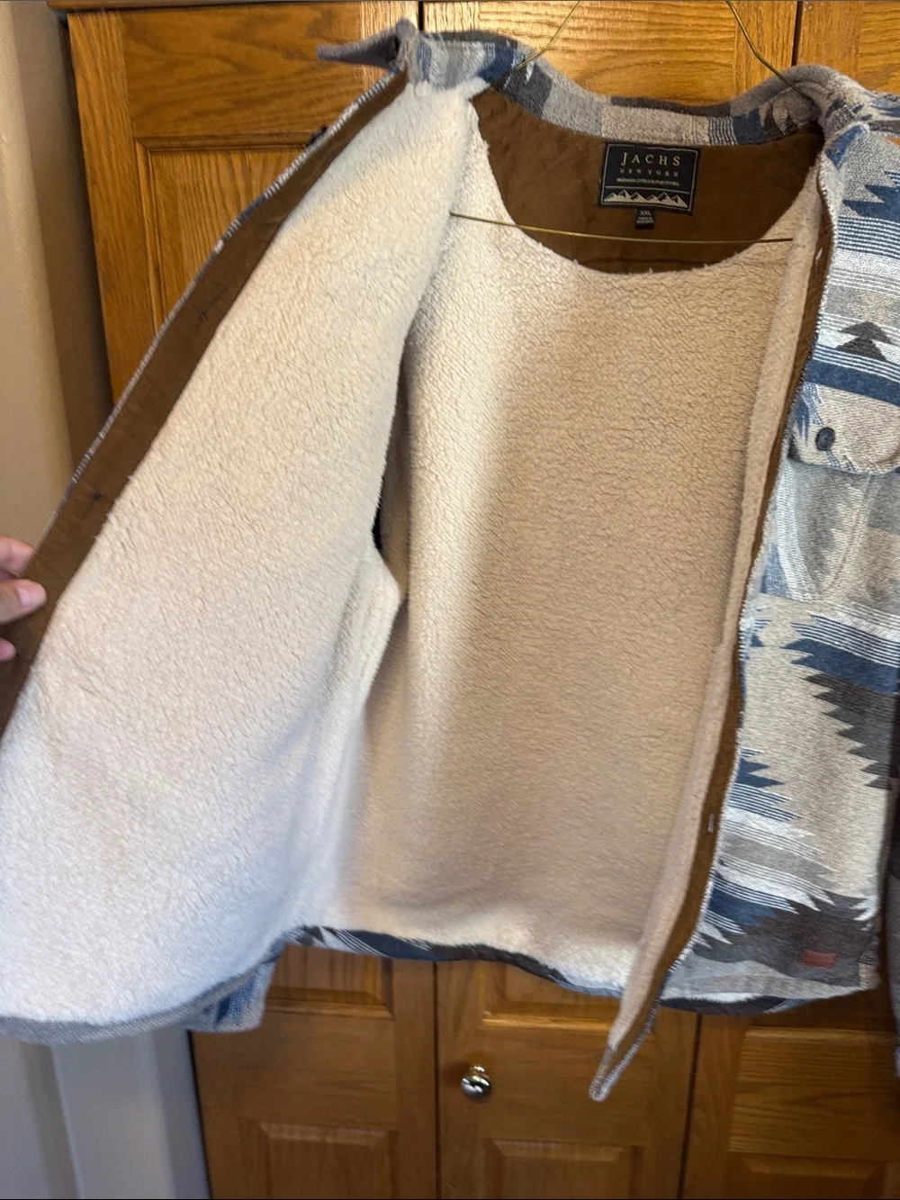 Jachs Men’s Aztec Button-Front Jacket in Gray & Blue-XXL